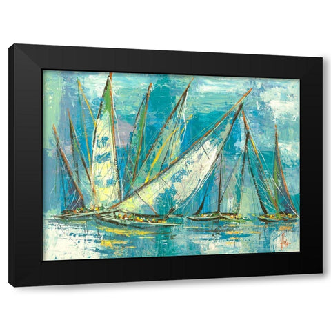 Vele acquamarina Black Modern Wood Framed Art Print with Double Matting by Florio, Luigi