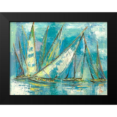 Vele acquamarina Black Modern Wood Framed Art Print by Florio, Luigi