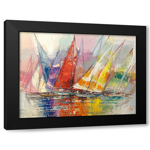 Vele riflesse Black Modern Wood Framed Art Print with Double Matting by Florio, Luigi