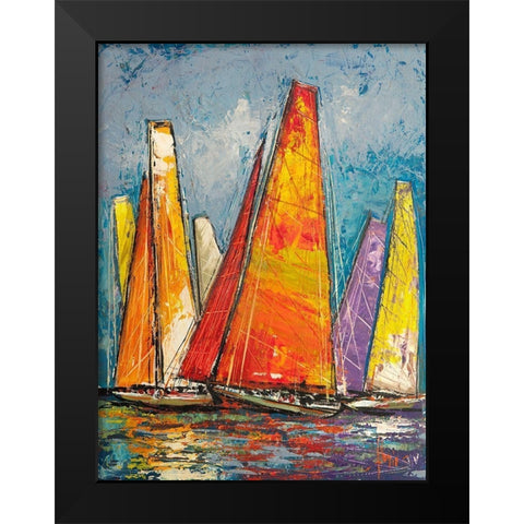 Vele a colori I Black Modern Wood Framed Art Print by Florio, Luigi