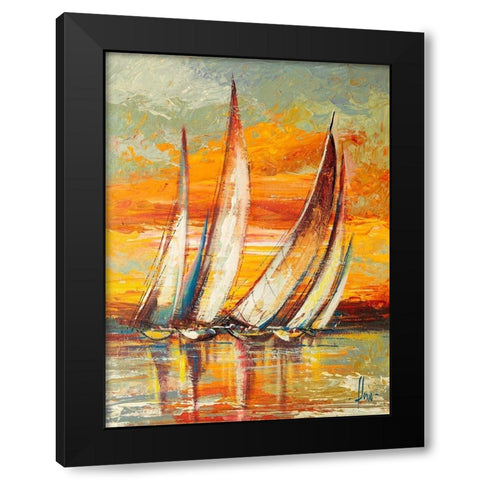 Regata al tramonto I Black Modern Wood Framed Art Print by Florio, Luigi