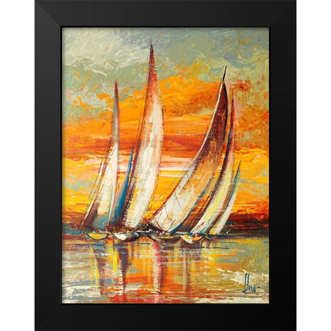 Regata al tramonto I Black Modern Wood Framed Art Print by Florio, Luigi