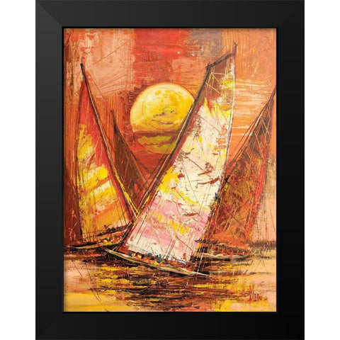 Regata al tramonto II Black Modern Wood Framed Art Print by Florio, Luigi
