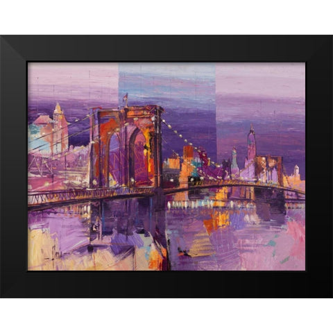 Brooklyn Bridge Black Modern Wood Framed Art Print by Florio, Luigi