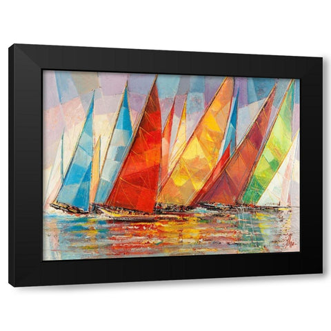 Regata estiva Black Modern Wood Framed Art Print with Double Matting by Florio, Luigi