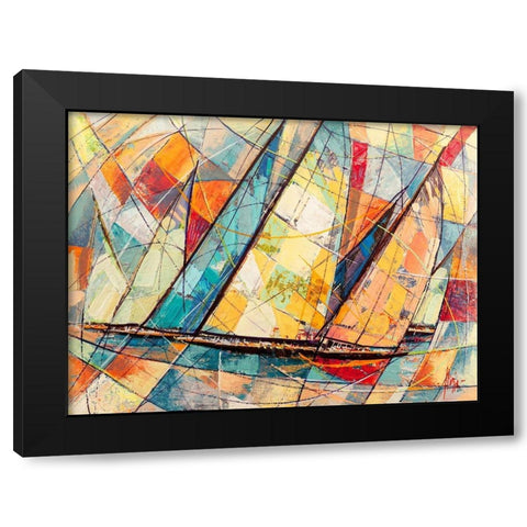Regata futurista Black Modern Wood Framed Art Print with Double Matting by Florio, Luigi
