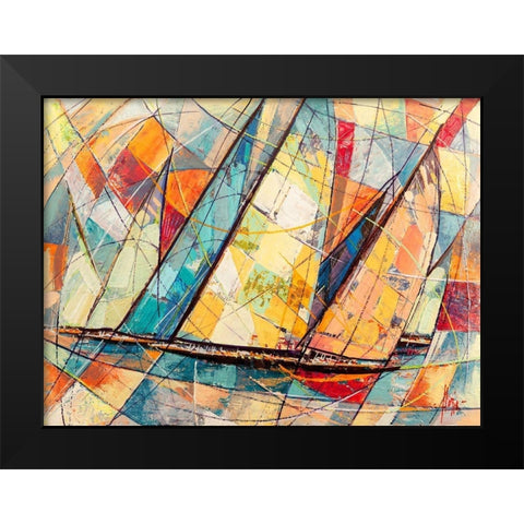 Regata futurista Black Modern Wood Framed Art Print by Florio, Luigi