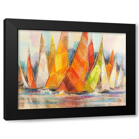 Regata di colori Black Modern Wood Framed Art Print with Double Matting by Florio, Luigi