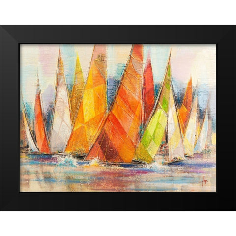 Regata di colori Black Modern Wood Framed Art Print by Florio, Luigi