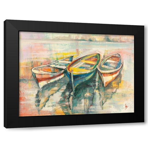 Barche allormeggio Black Modern Wood Framed Art Print with Double Matting by Florio, Luigi