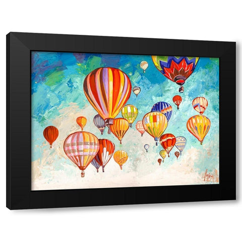 Danza di mongolfiere Black Modern Wood Framed Art Print with Double Matting by Florio, Luigi