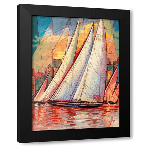 Arrivo al tramonto Black Modern Wood Framed Art Print by Florio, Luigi
