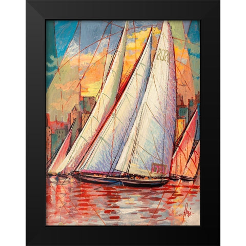 Arrivo al tramonto Black Modern Wood Framed Art Print by Florio, Luigi
