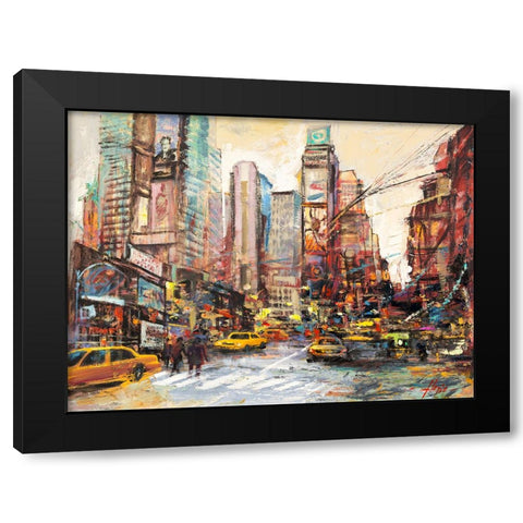Mattino su Manhattan Black Modern Wood Framed Art Print with Double Matting by Florio, Luigi
