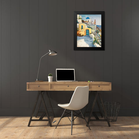 Sole su Santorini Black Modern Wood Framed Art Print by Florio, Luigi