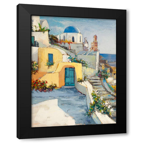 Sole su Santorini Black Modern Wood Framed Art Print with Double Matting by Florio, Luigi