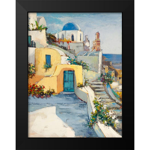 Sole su Santorini Black Modern Wood Framed Art Print by Florio, Luigi