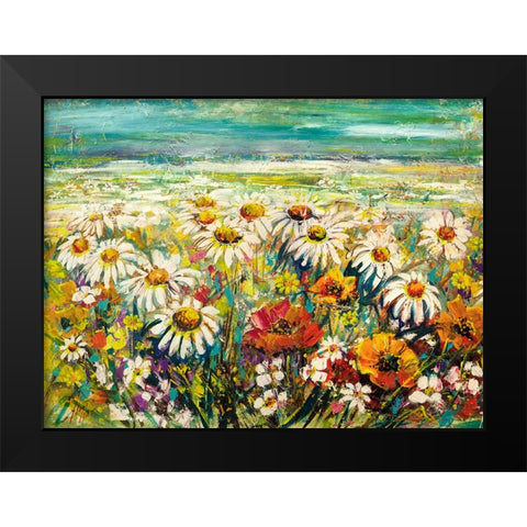 Margherite sotto un cielo turchese Black Modern Wood Framed Art Print by Florio, Luigi