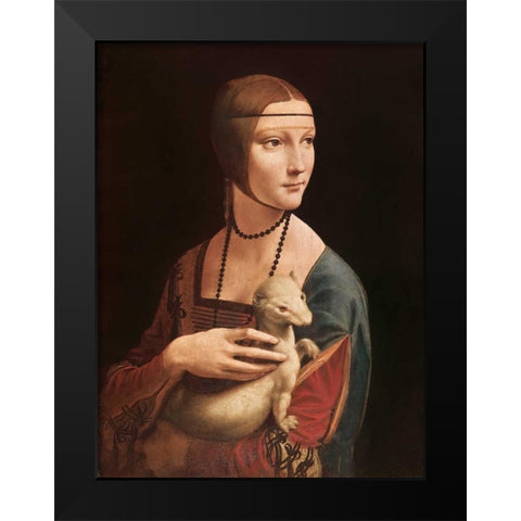 La dama con l ermellino Black Modern Wood Framed Art Print by da Vinci, Leonardo