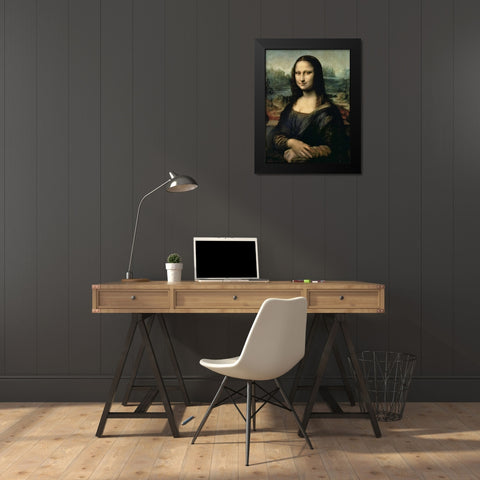 Monna Lisa Black Modern Wood Framed Art Print by da Vinci, Leonardo