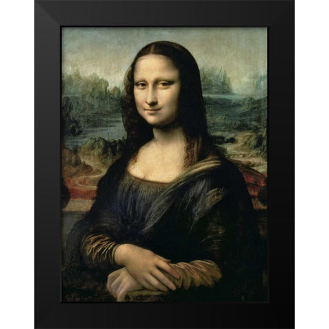 Monna Lisa Black Modern Wood Framed Art Print by da Vinci, Leonardo