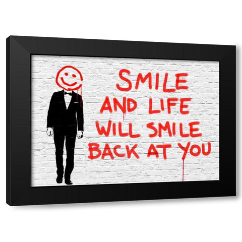 Smile Black Modern Wood Framed Art Print with Double Matting by Masterfunk collective