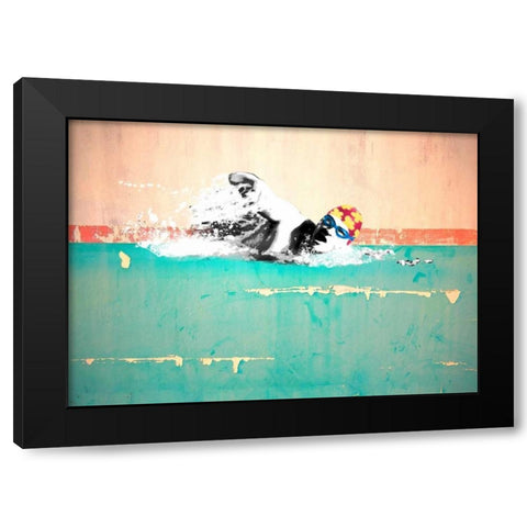 Swim on! Bronx- NYC Black Modern Wood Framed Art Print by Masterfunk collective