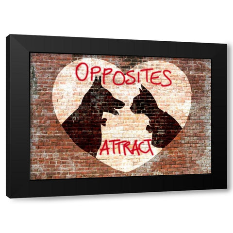 Opposites attract Black Modern Wood Framed Art Print by Masterfunk Collective