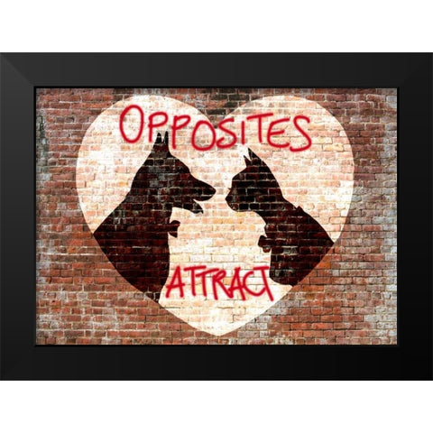 Opposites attract Black Modern Wood Framed Art Print by Masterfunk Collective