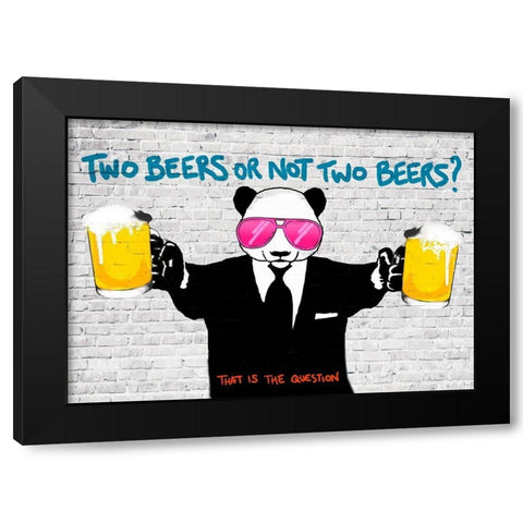 Two Beers or Not Two Beers Black Modern Wood Framed Art Print with Double Matting by Masterfunk Collective