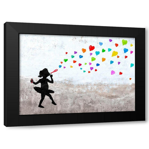 Love Bubbles Black Modern Wood Framed Art Print by Masterfunk Collective