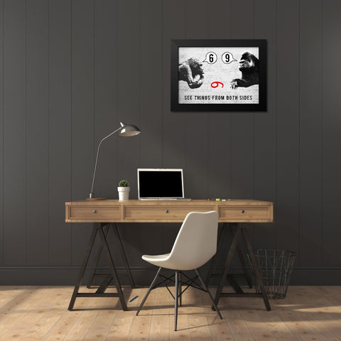 See things from both sides Black Modern Wood Framed Art Print by Masterfunk Collective