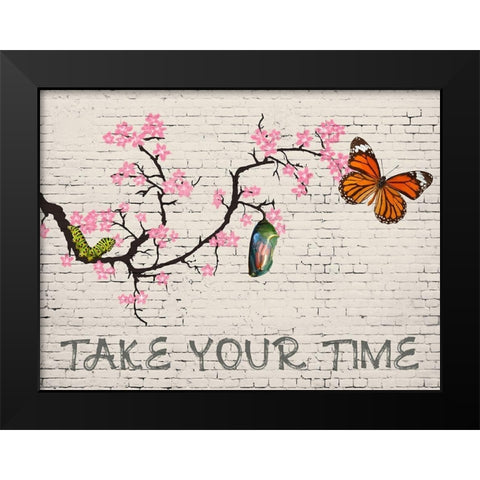 Take your time Black Modern Wood Framed Art Print by Masterfunk Collective