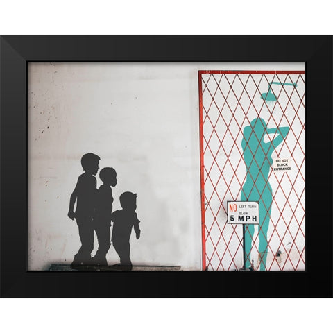 Peeping In Black Modern Wood Framed Art Print by Masterfunk Collective