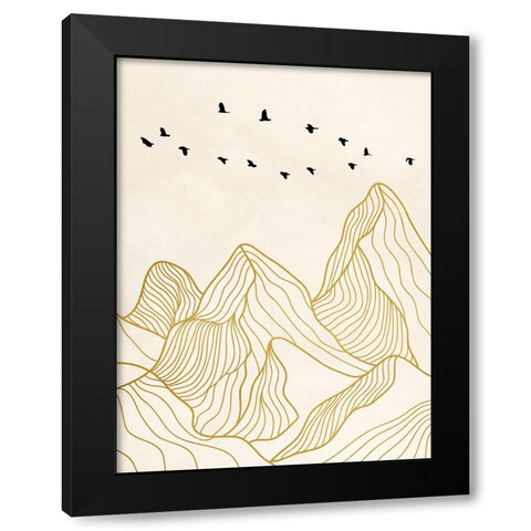 Sunset on the Mountains II Black Modern Wood Framed Art Print with Double Matting by Miko, Sayaka