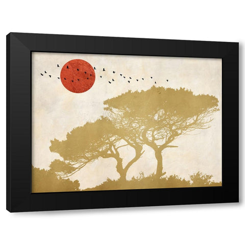 Passage of Good Fortune Black Modern Wood Framed Art Print with Double Matting by Miko, Sayaka