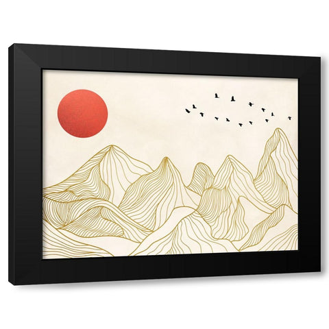 Sunset on the Mountains Black Modern Wood Framed Art Print by Miko, Sayaka