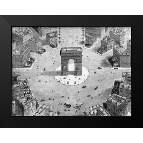 Illustration of the Place de lEtoile, 1857 (detail) Black Modern Wood Framed Art Print by Anonymous