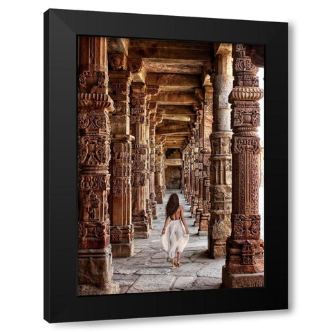 At the Temple-India Black Modern Wood Framed Art Print by Moreau, Marc