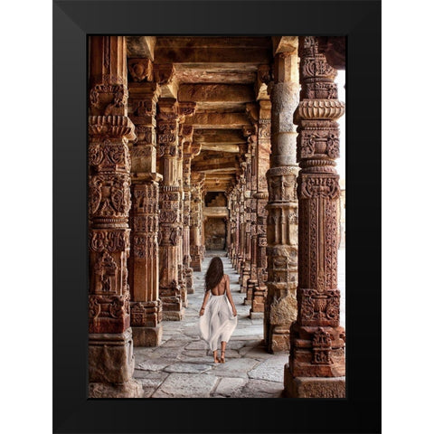 At the Temple-India Black Modern Wood Framed Art Print by Moreau, Marc