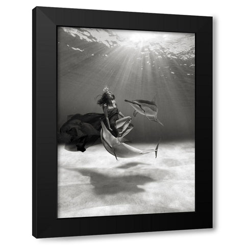 Dancing in the Ocean Black Modern Wood Framed Art Print with Double Matting by Moreau, Marc