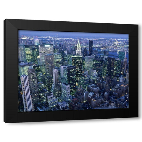 Manhattan skyline at dusk, NYC Black Modern Wood Framed Art Print with Double Matting by Setboun, Michel
