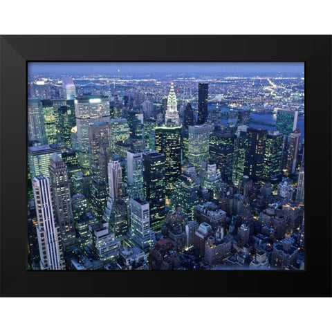Manhattan skyline at dusk, NYC Black Modern Wood Framed Art Print by Setboun, Michel