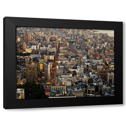 Aerial view of Manhattan, NYC Black Modern Wood Framed Art Print with Double Matting by Setboun, Michel