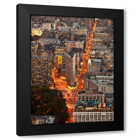 Aerial view of Flatiron Building, NYC Black Modern Wood Framed Art Print with Double Matting by Setboun, Michel