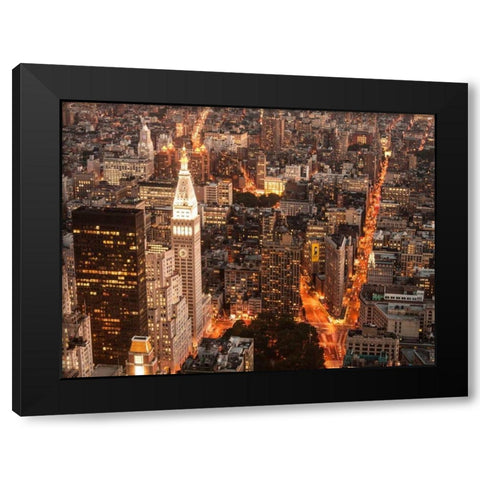 Aerial view of Manhattan with Flatiron Building, NYC Black Modern Wood Framed Art Print with Double Matting by Setboun, Michel