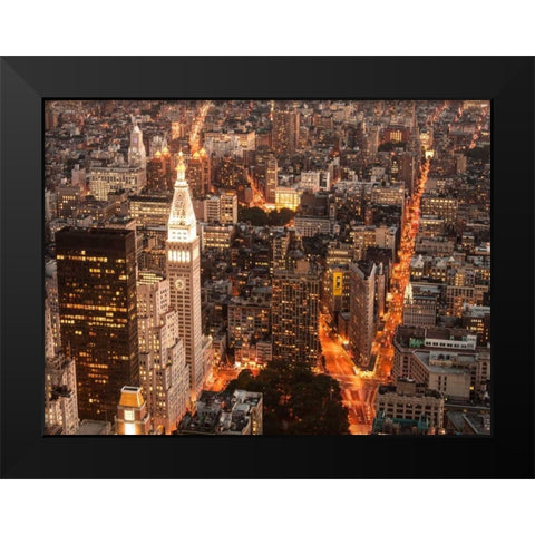 Aerial view of Manhattan with Flatiron Building, NYC Black Modern Wood Framed Art Print by Setboun, Michel