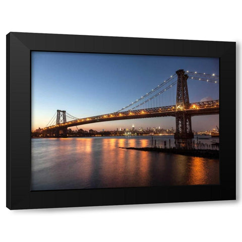 Queensboro Bridge and Manhattan from Brooklyn, NYC Black Modern Wood Framed Art Print with Double Matting by Setboun, Michel