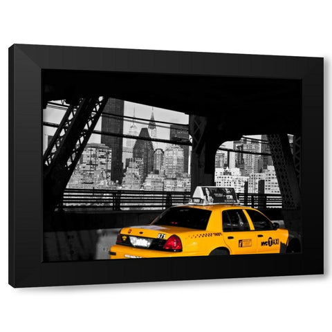 Taxi on the Queensboro Bridge, NYC Black Modern Wood Framed Art Print with Double Matting by Setboun, Michel