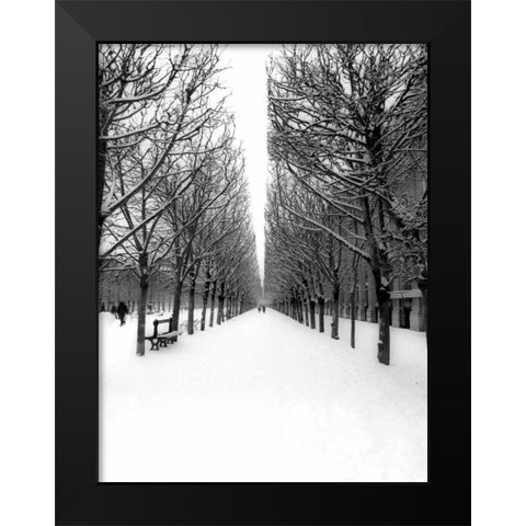 The Tuileries Garden under the snow, Paris Black Modern Wood Framed Art Print by Setboun, Michel
